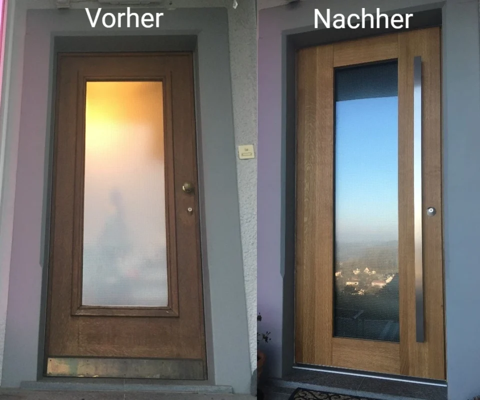 Vorher-Nachher Haustür Eiche